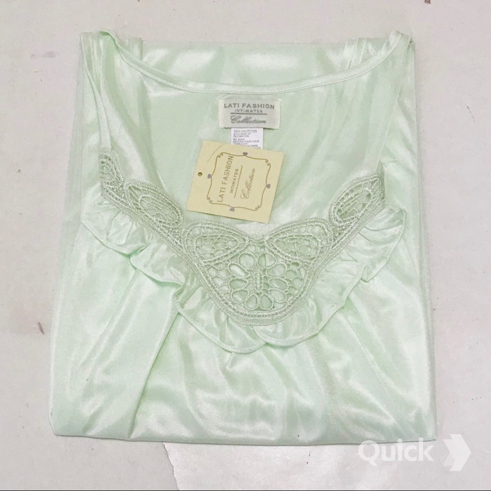 NWT Light Green Sleeveless Satin Nightgown - Picture 5 of 8